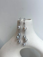 Akoya blue silver ocean pearls s925 silver earrings chandeliers for her birthday
