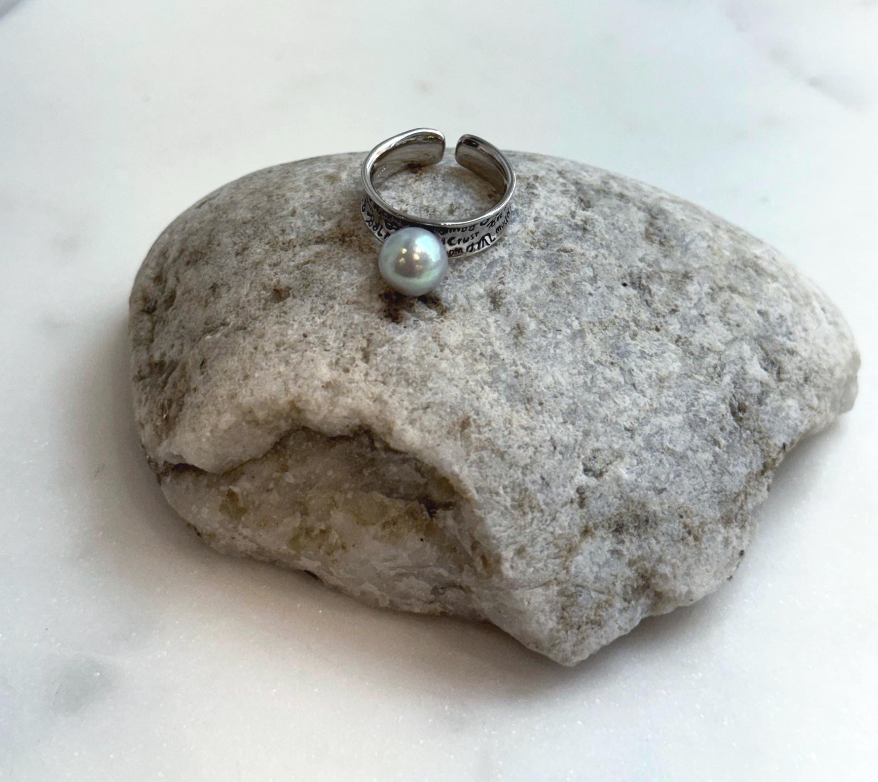Akoya blue silver ocean pearl s925 silver adjustable ring for her daily wear