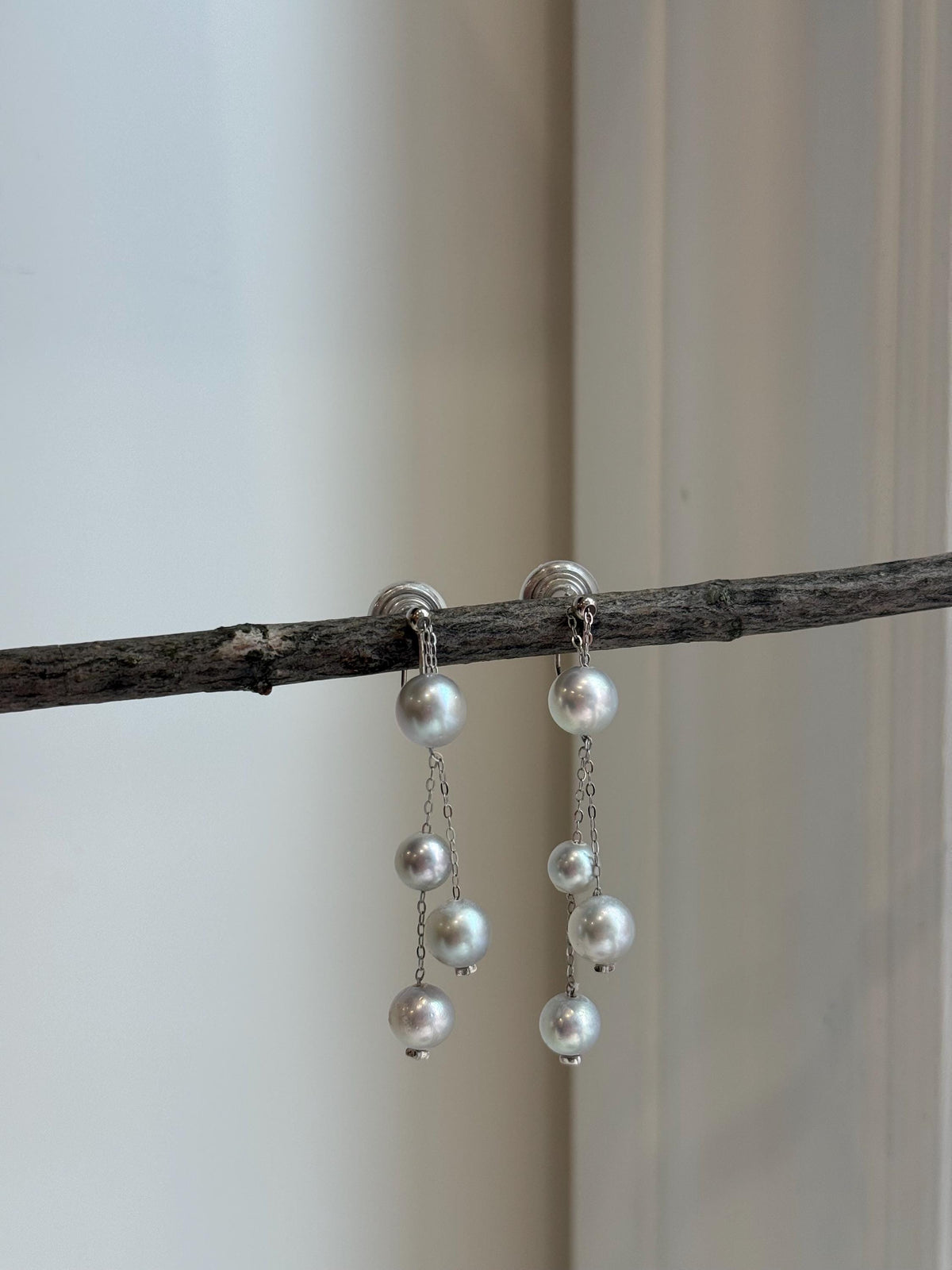 affordable Akoya blue silver ocean pearls s925 silver earrings clips chandeliers for her
