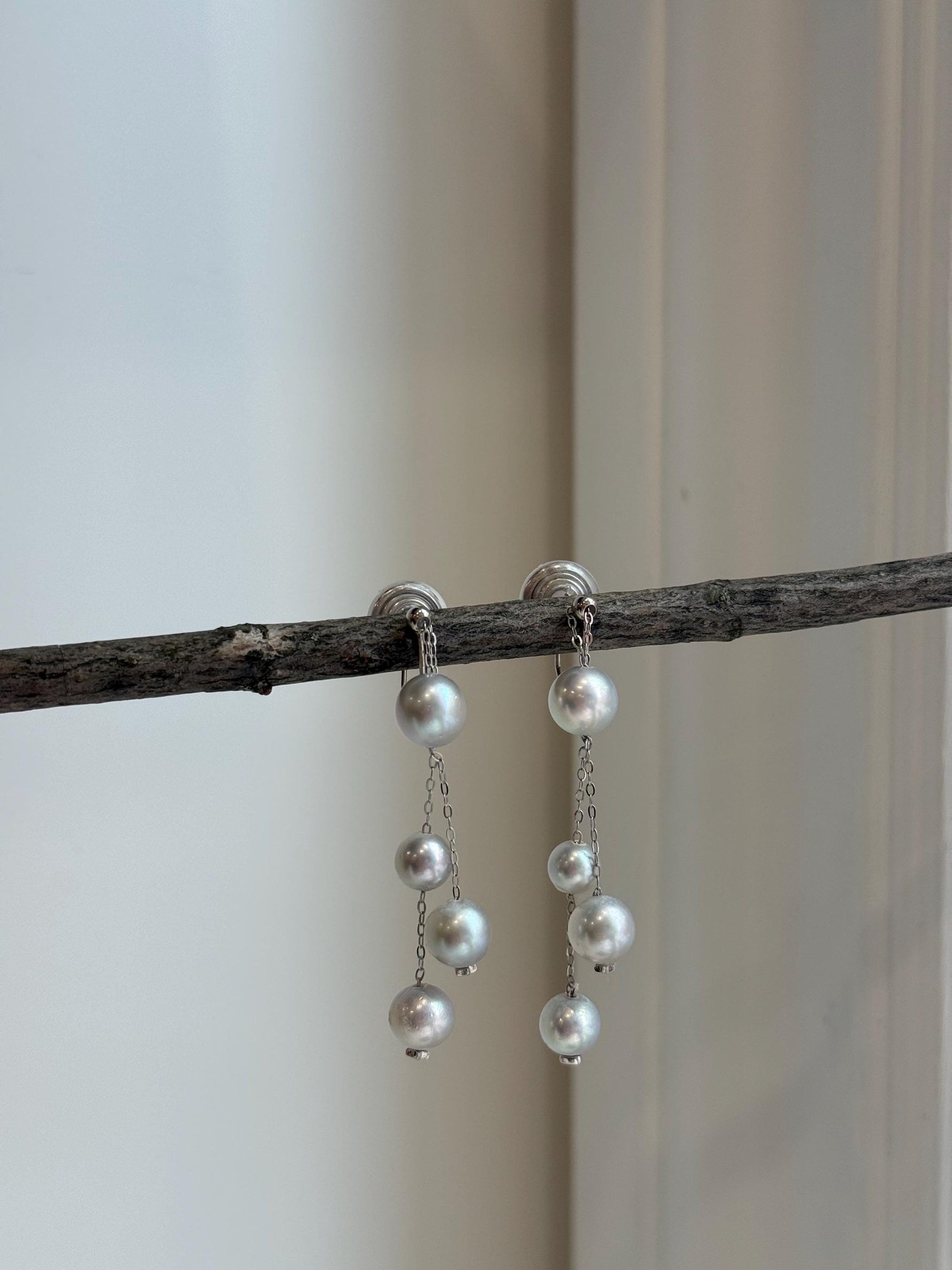 affordable Akoya blue silver ocean pearls s925 silver earrings clips chandeliers for her