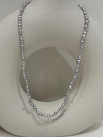 cheap freshwater silver iridescent Keshi pearls s925 silver necklace strand for her