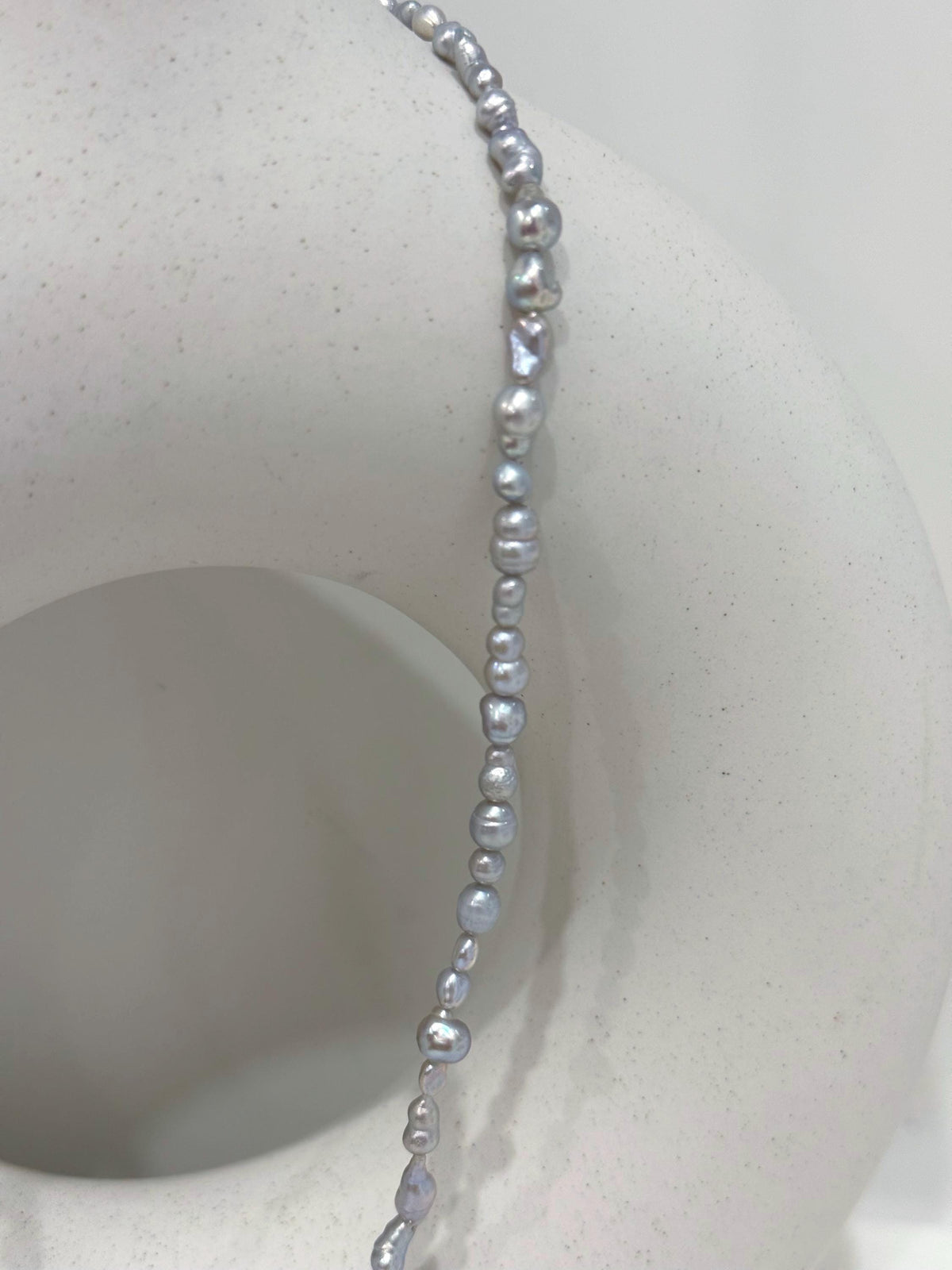 freshwater silver iridescent Keshi pearls s925 silver necklace strand for her