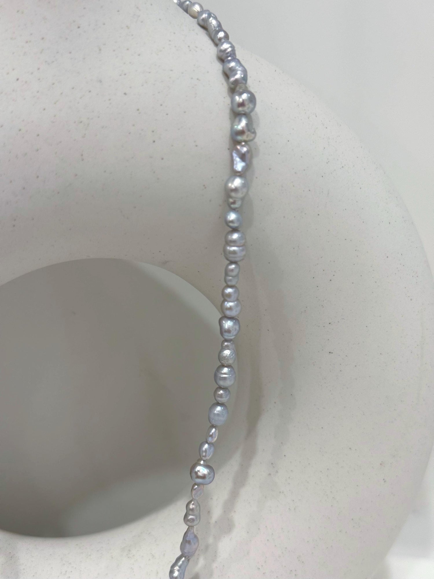 freshwater silver iridescent Keshi pearls s925 silver necklace strand for her