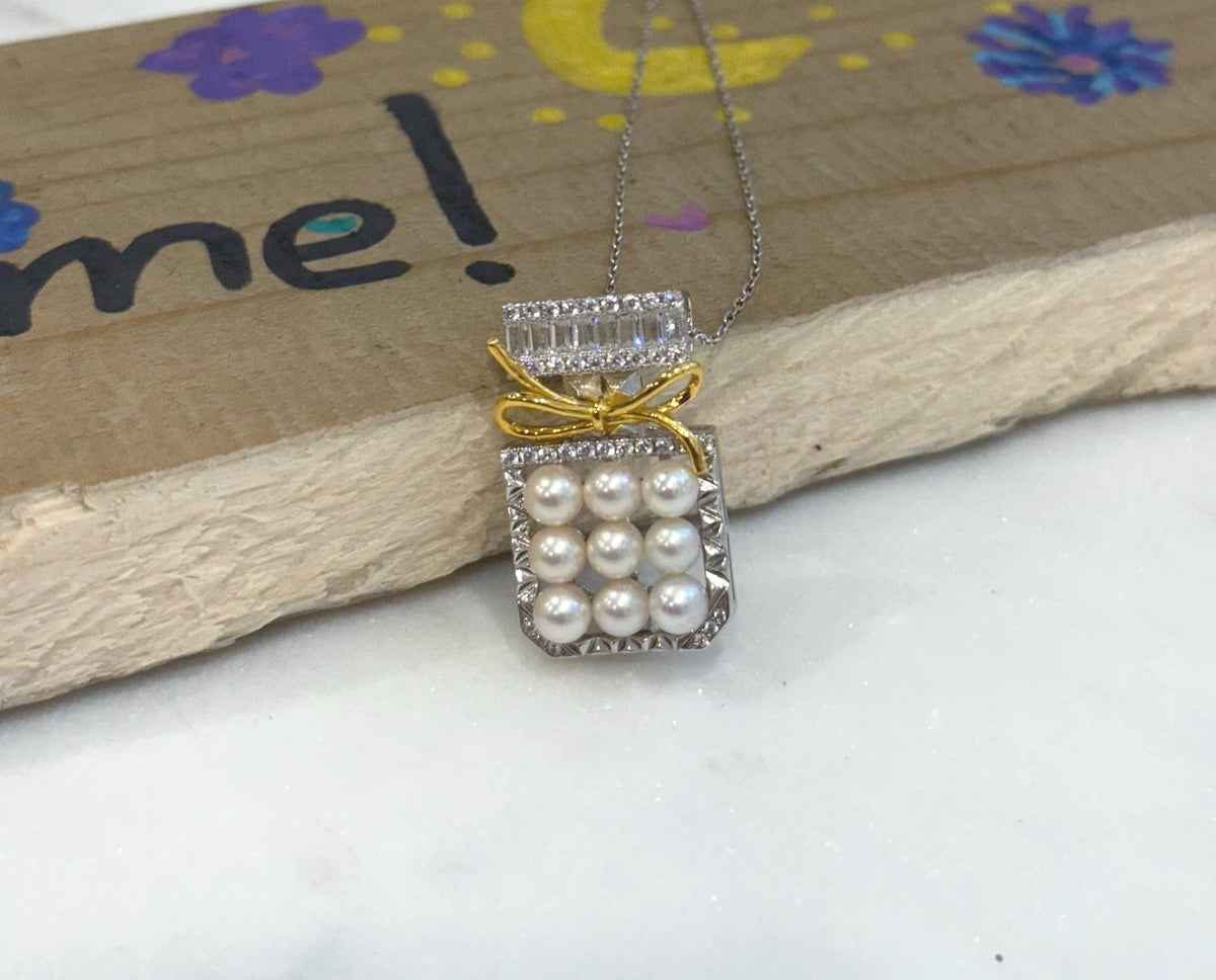 Akoya ocean pearls s925 silver perfume bottle pendant for her birthday