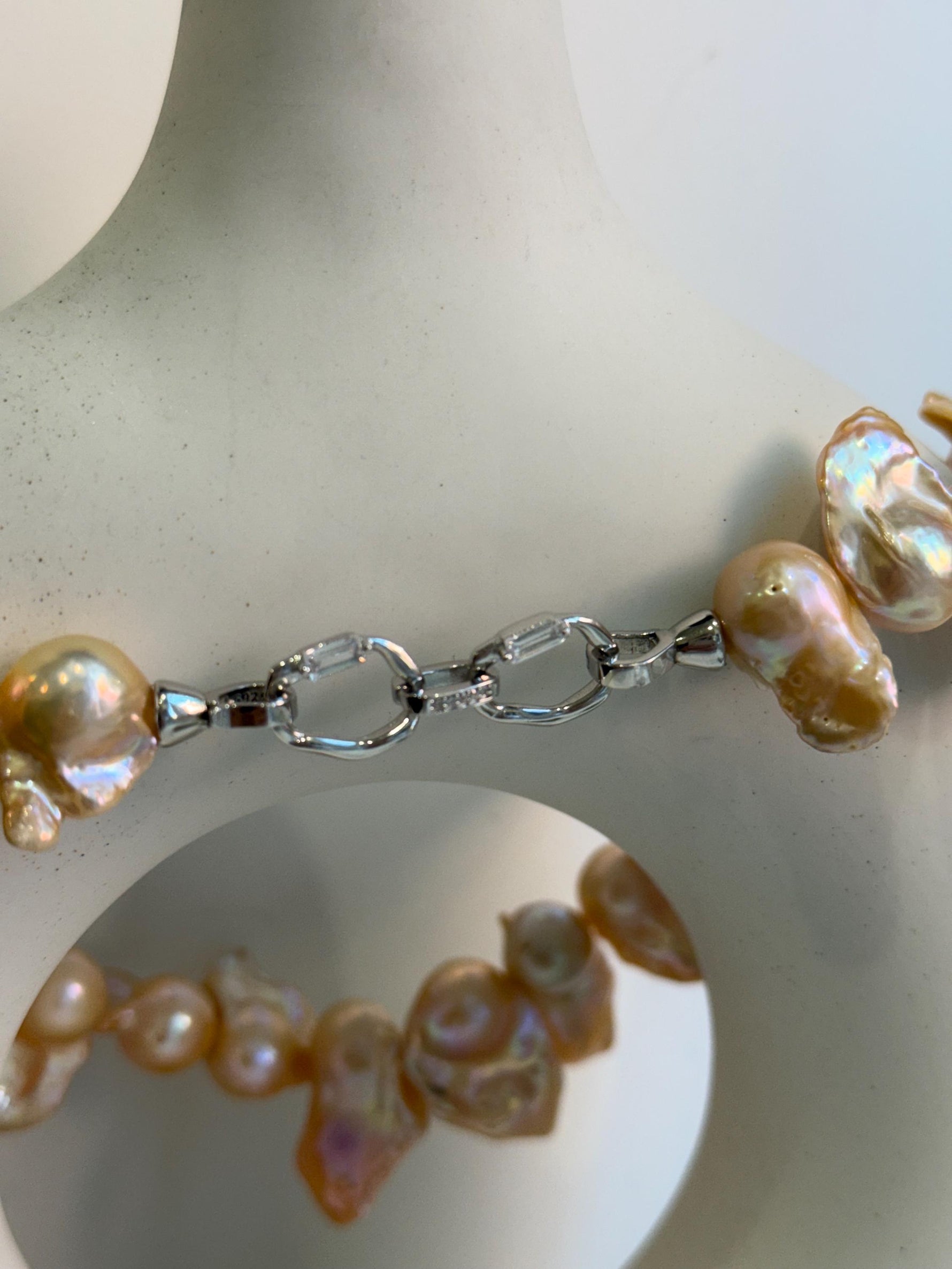 fancy peach gold freshwater baroque pearls s925 silver necklace strand for her anniversary