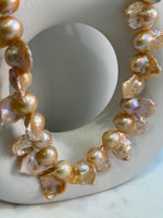 fancy peach gold freshwater baroque pearls s925 silver necklace strand for her
