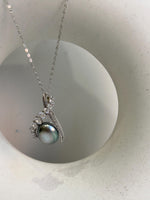 affordable Tahitian Platinum Keshi pearls green hue s925 silver pendant for her