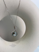 Tahitian Platinum Keshi pearls green hue s925 silver pendant for her birthdays