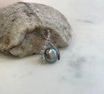 Tahitian Platinum Keshi pearls green hue s925 silver pendant for her