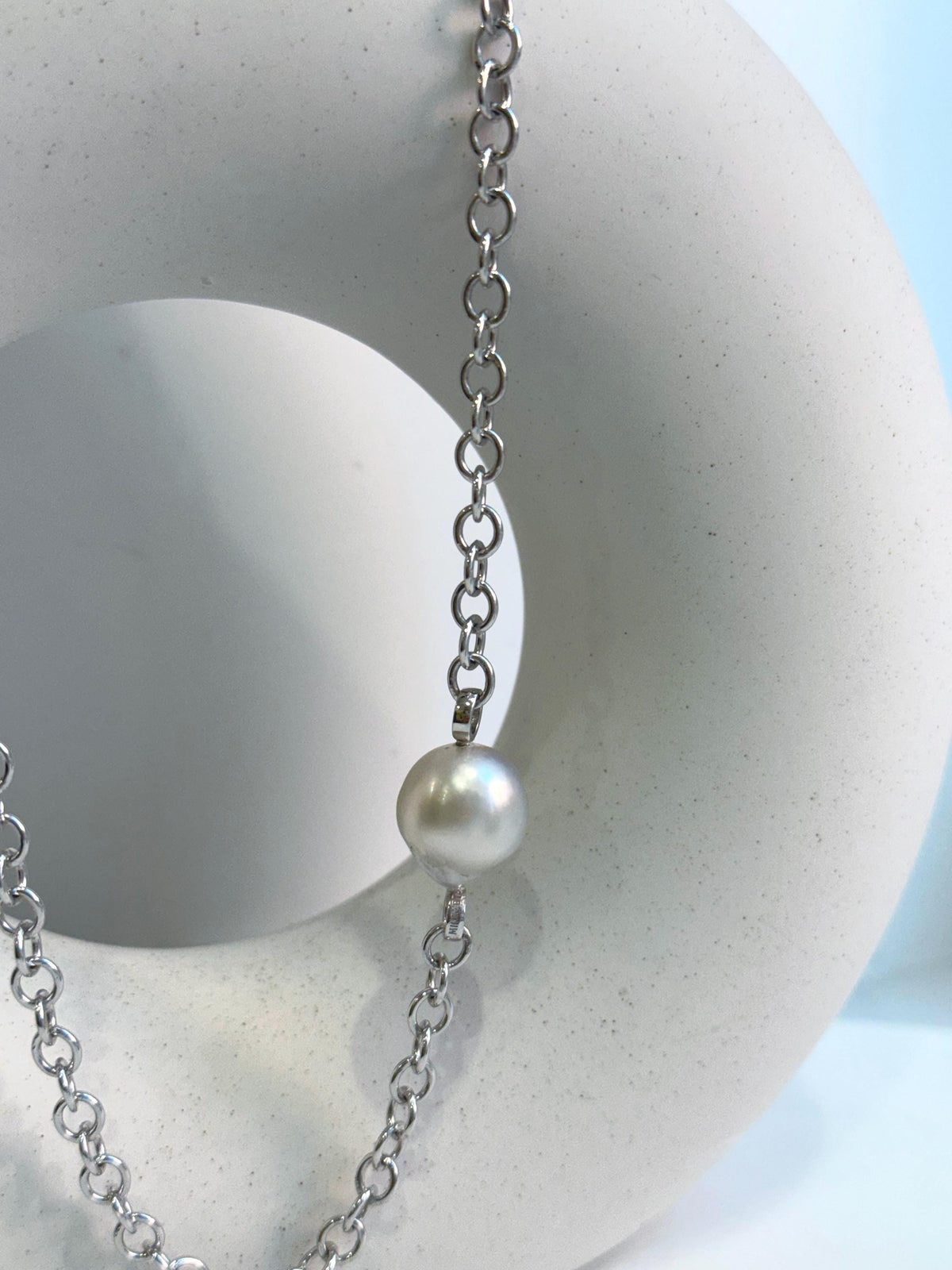 Australian Ocean white baroque pearl S925 silver extremely thick chain necklace set for her anniversary
