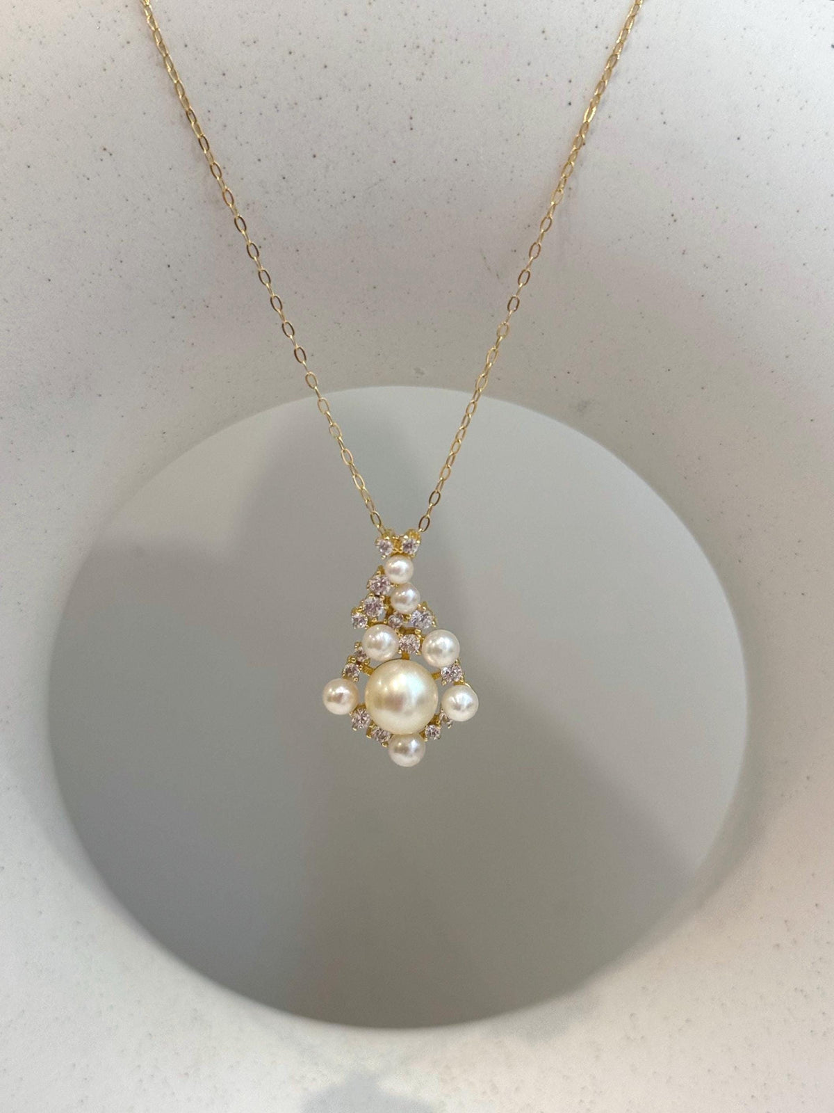 affordable Akoya ocean pearls s925 silver vintage pendant necklace set for her