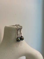 4pcs Tahitian extremelystrong luster peacock green natural ocean pearls Akoya pearls s925 silver earrings. Gift for her.7.8mm