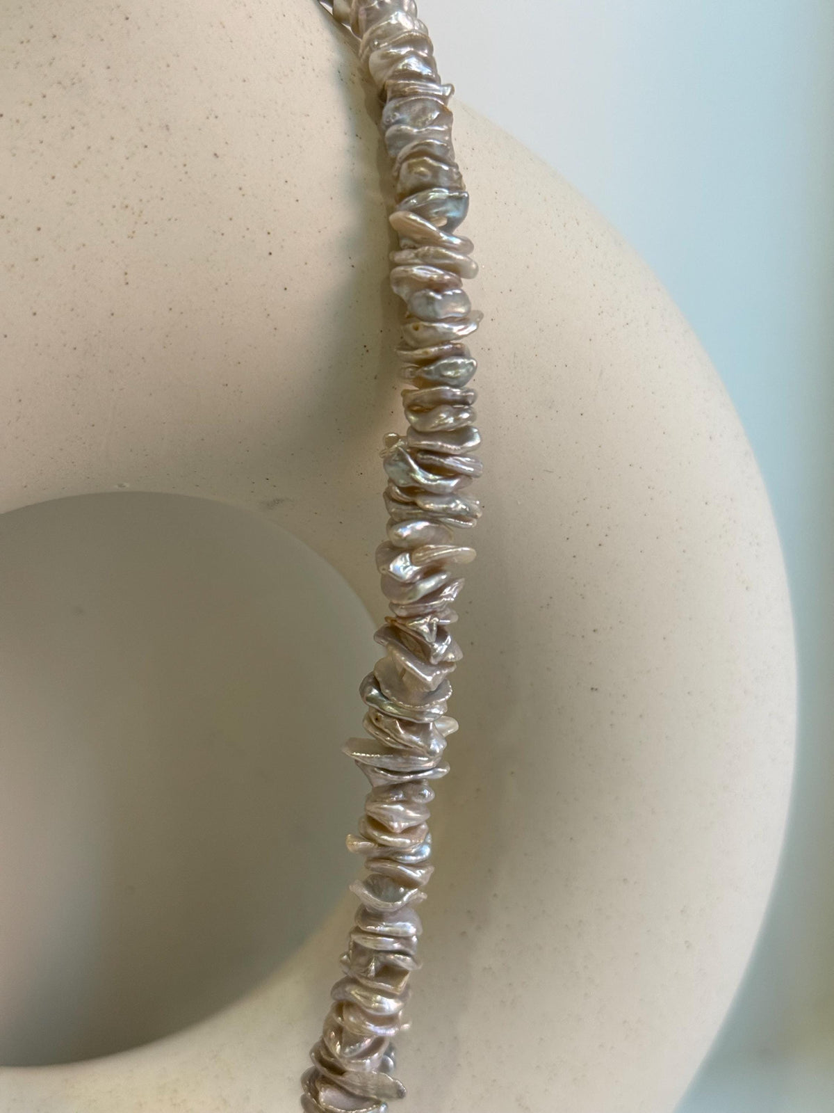 blue silver Keshi pearls s925 silver cool necklace strand for her daily wear