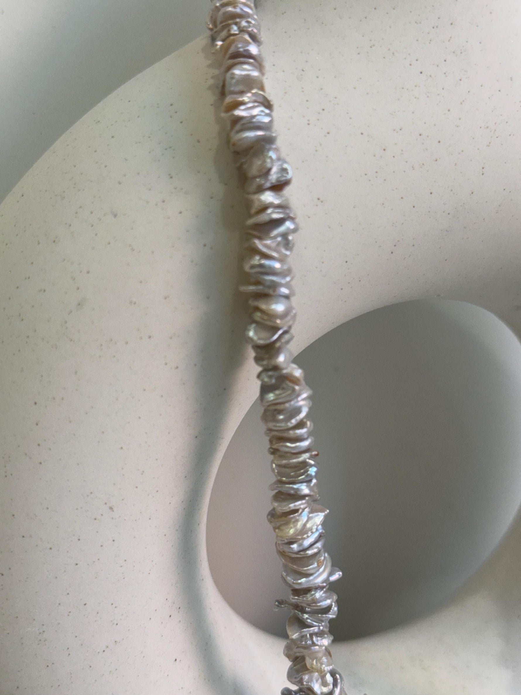 blue silver Keshi pearls s925 silver cool necklace strand for her holiday gift