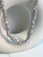 blue silver Keshi pearls s925 silver cool necklace strand for her engagement