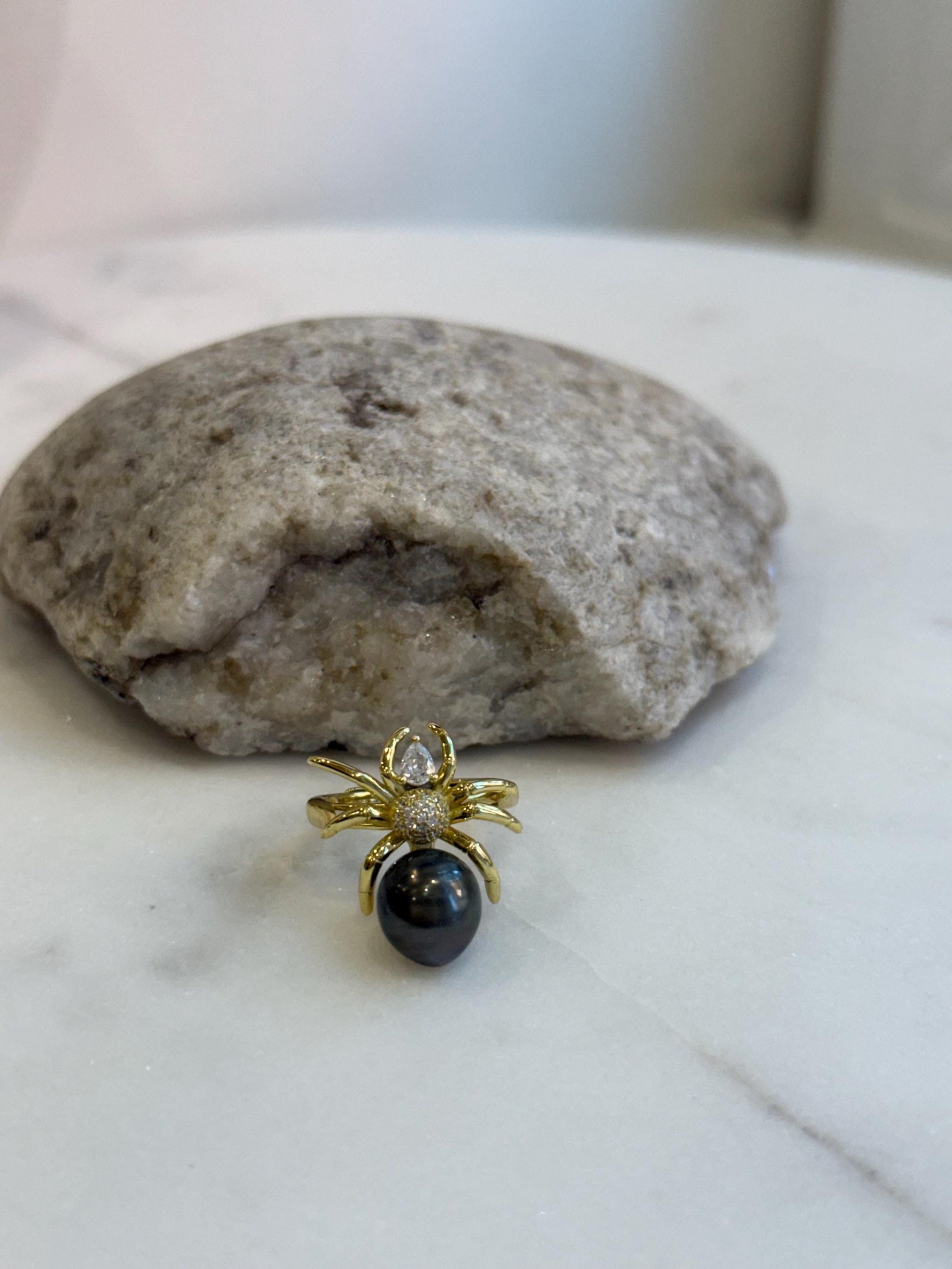 Tahitian Pearls S925 silver spider adjustable ring for her