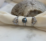 cheap Tahitian green Pearl s925 silver 3 rings into 1 set for her