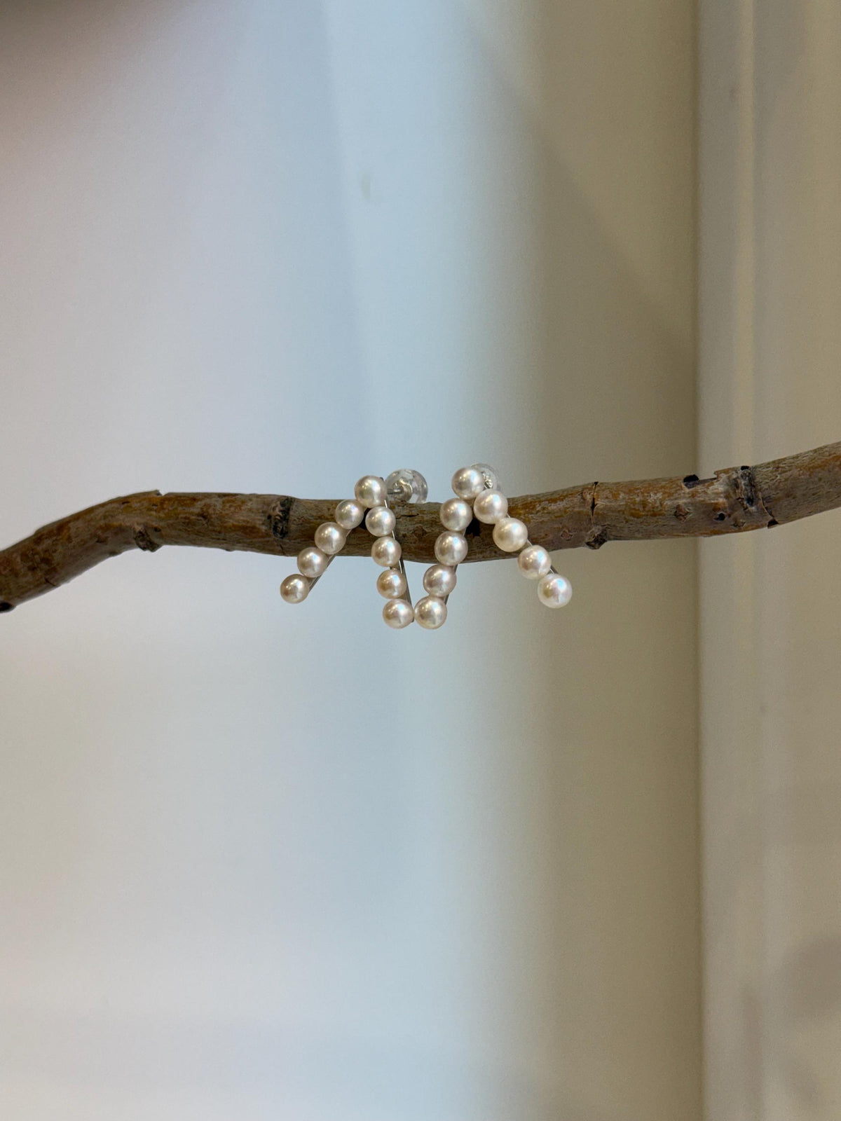 white small pearls s925 silver V stylish cool earrings for her holiday gift