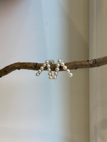white small pearls s925 silver V stylish cool earrings for her holiday gift