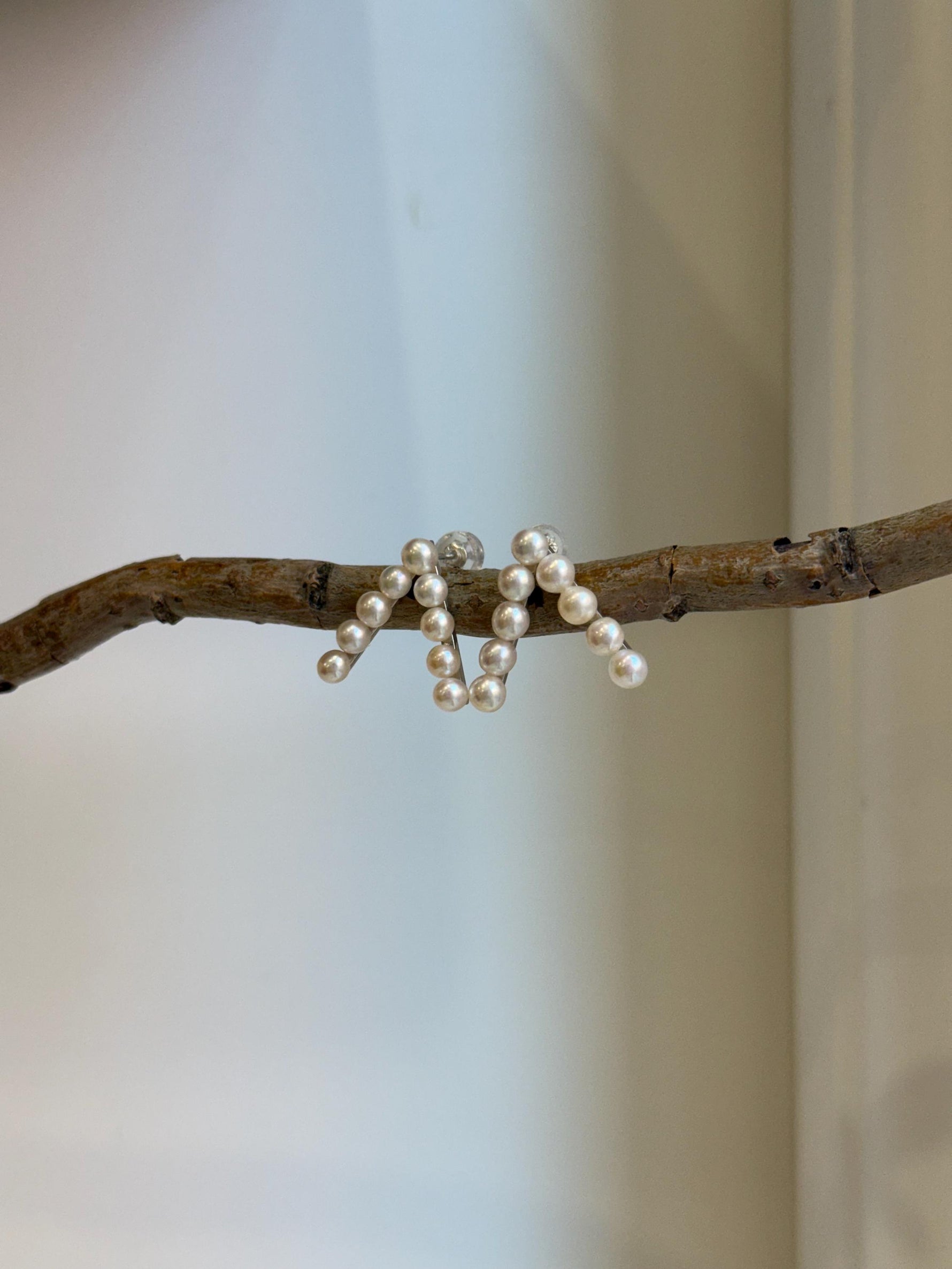 white small pearls s925 silver V stylish cool earrings for her holiday gift