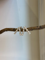 white small pearls s925 silver V stylish cool earrings for her graduation