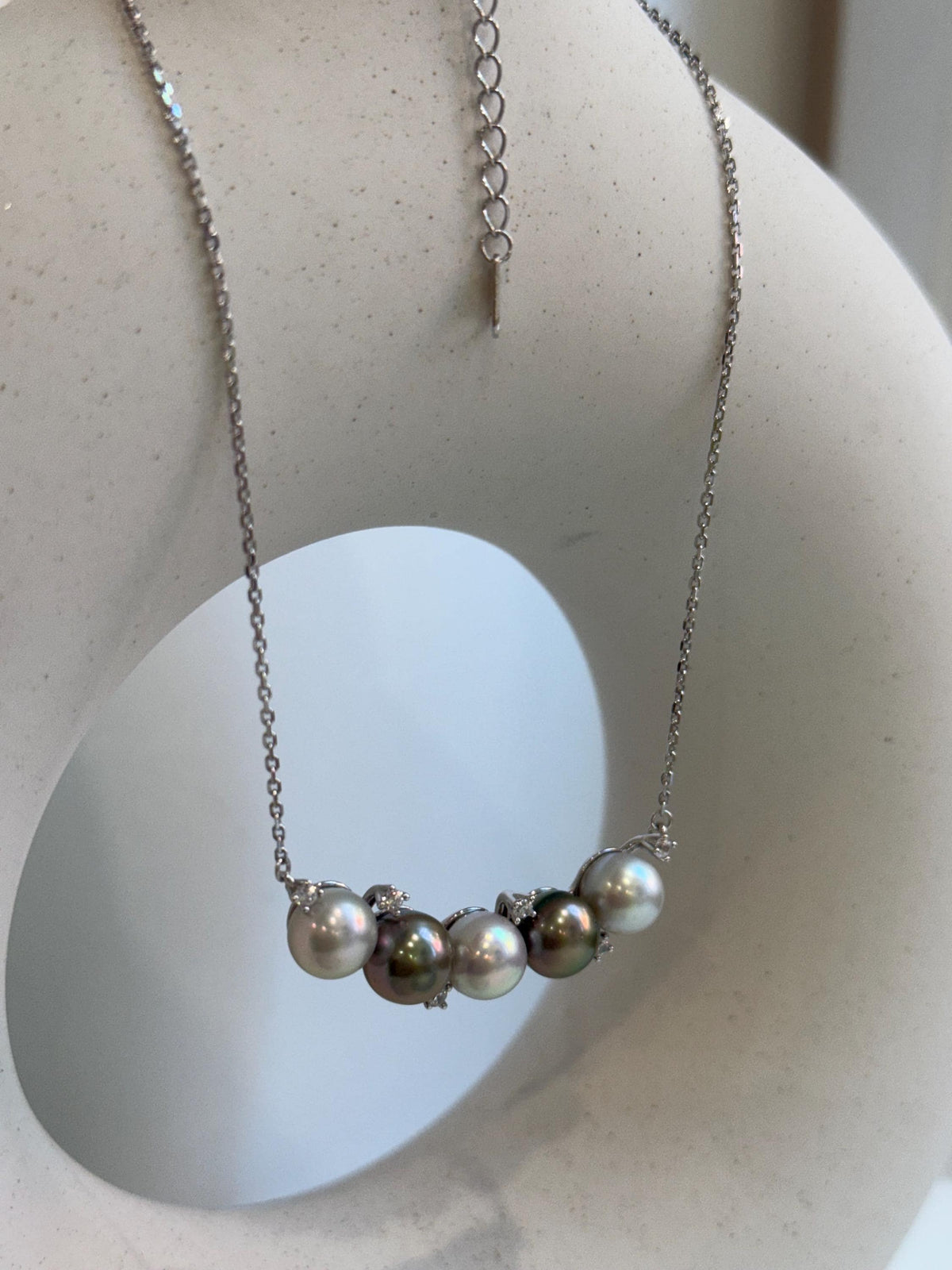Akoya multicolored 5pcs ocean pearls s925 silver necklace pendant necklace set for her birthday