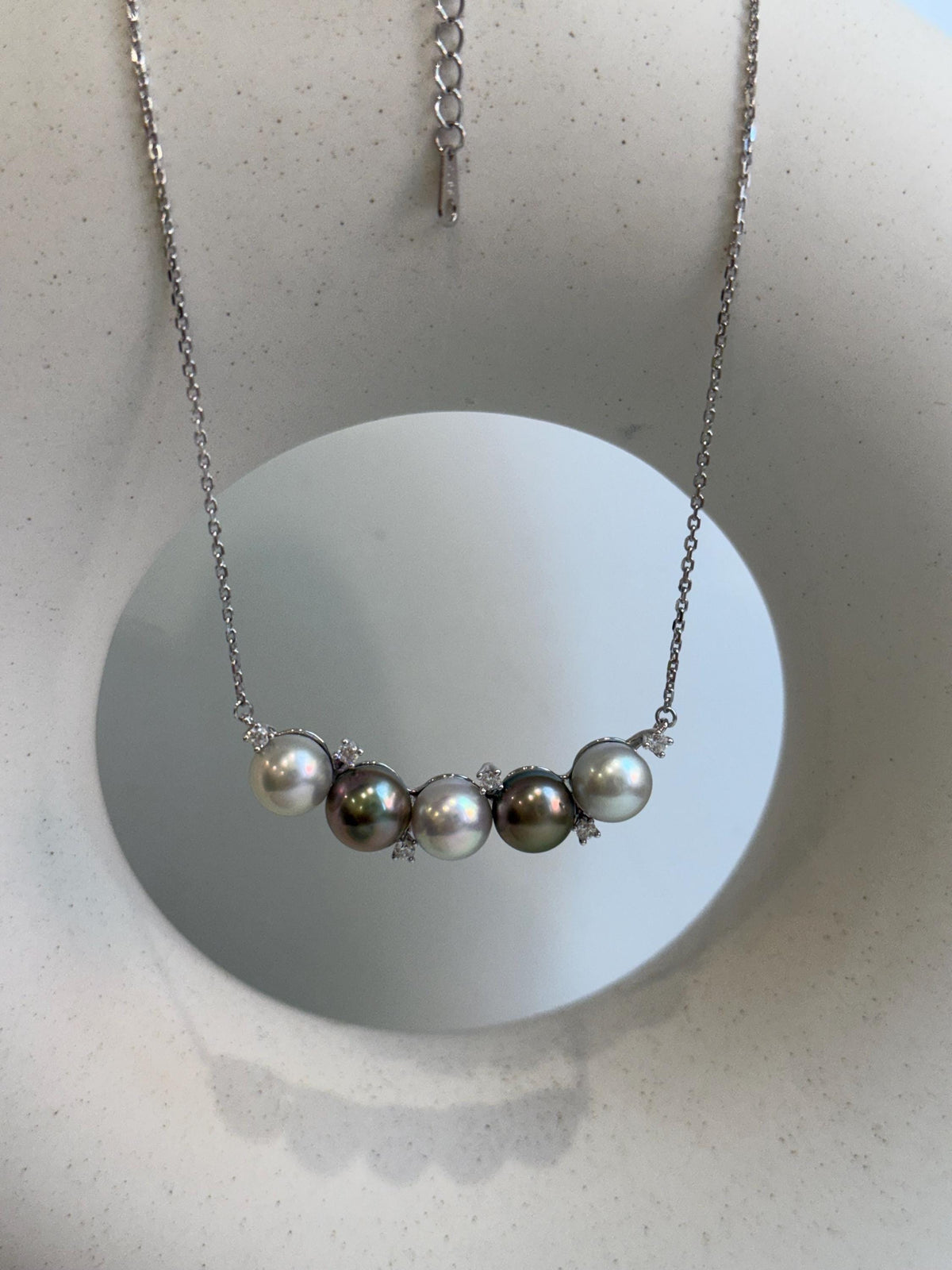 Akoya multicolored 5pcs ocean pearls s925 silver necklace pendant necklace set for her holiday gift