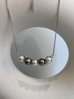 Akoya multicolored 5pcs ocean pearls s925 silver necklace pendant necklace set for her retirement