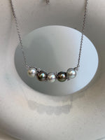 Akoya multicolored 5pcs ocean pearls s925 silver necklace pendant necklace set for her engagement