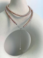 metallic rose lavender pearls s925 silver necklace strand for her daily wear