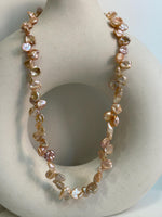 metallic peach lavender petal Keshi pearls s925 silver necklace strand for her graduation