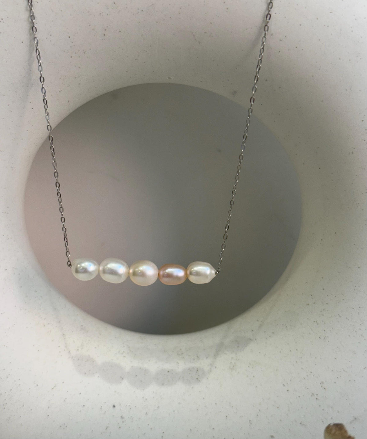 5pcs Freshwater ivory rose Keshi pearls s925 silver balancing necklace set for her birthday