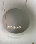 5pcs Freshwater ivory rose Keshi pearls s925 silver balancing necklace set for her birthday