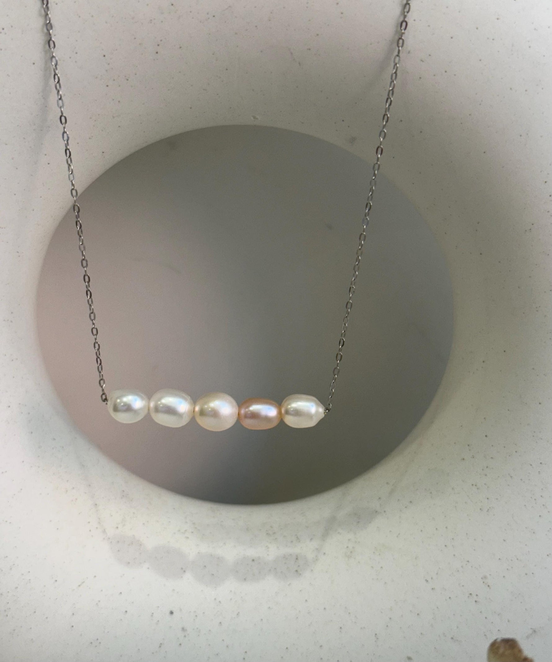 5pcs Freshwater ivory rose Keshi pearls s925 silver balancing necklace set for her birthday