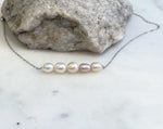 affordable 5pcs Freshwater ivory rose Keshi pearls s925 silver balancing necklace set for her
