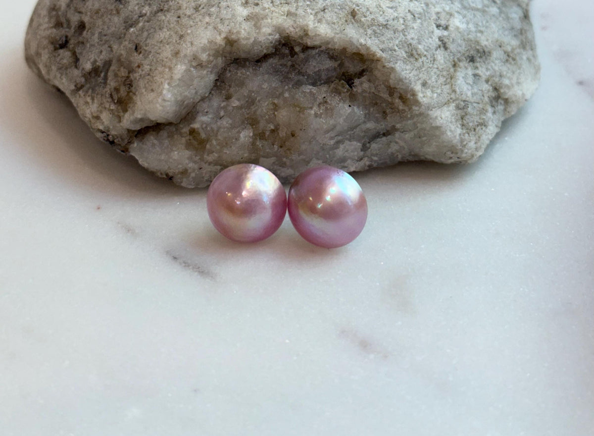 pink ocean Mabe pearls s925 silver earrings for her