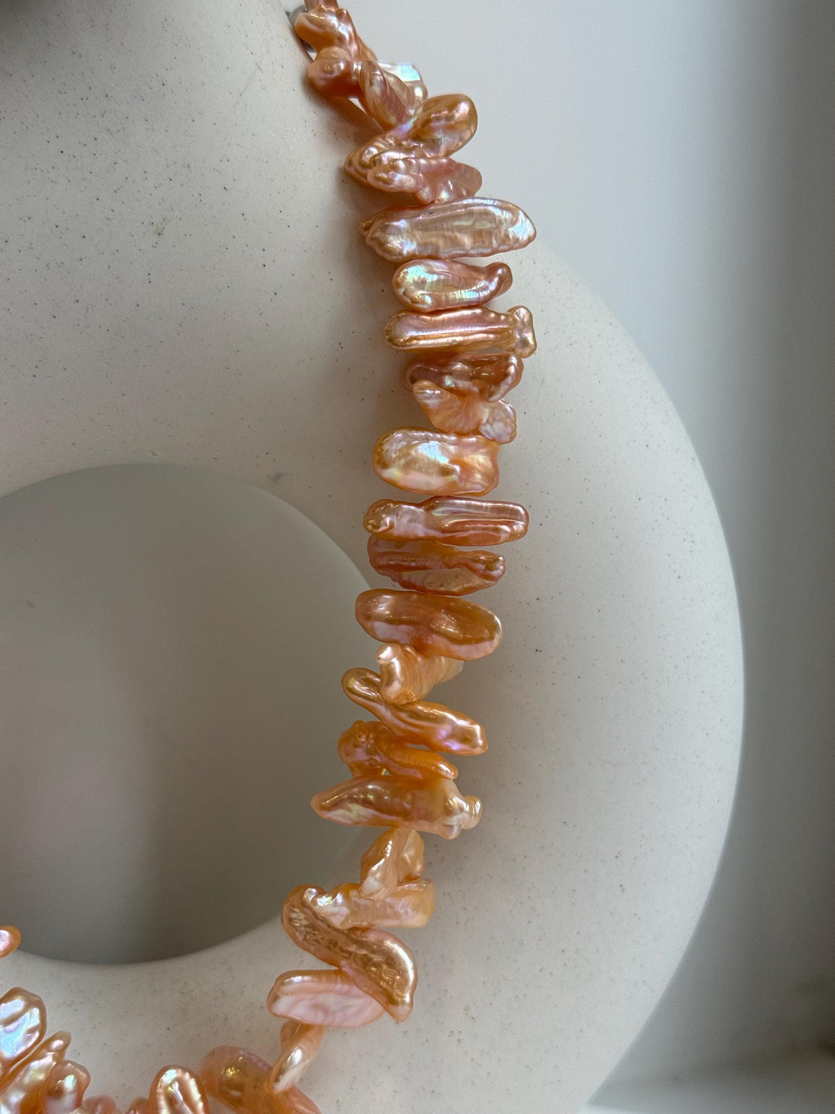 peach gold Keshi pearls s925 silver earrings for her holiday gift