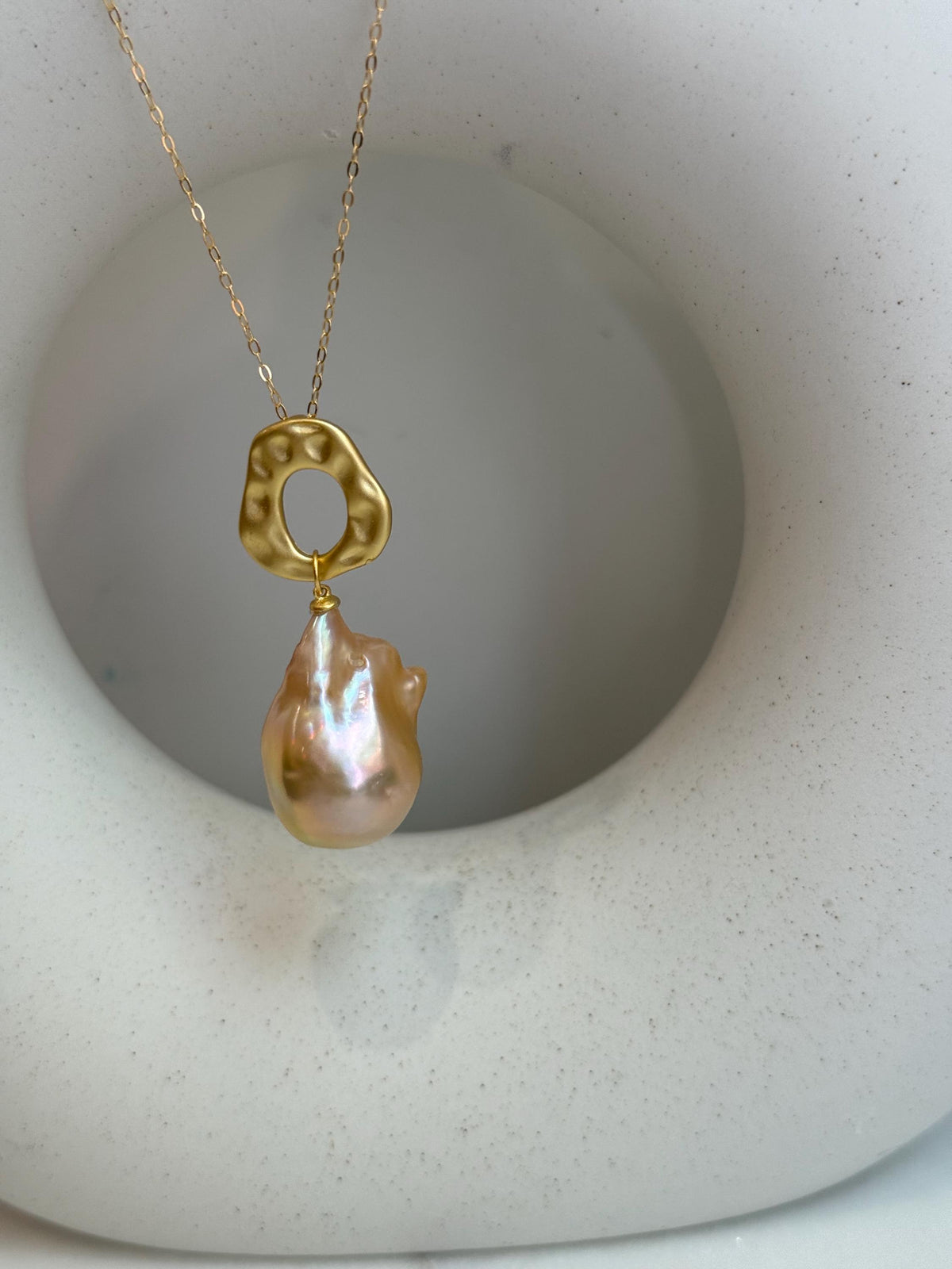 peach gold baroque pearl s925 silver pendant necklace set for her anniversary