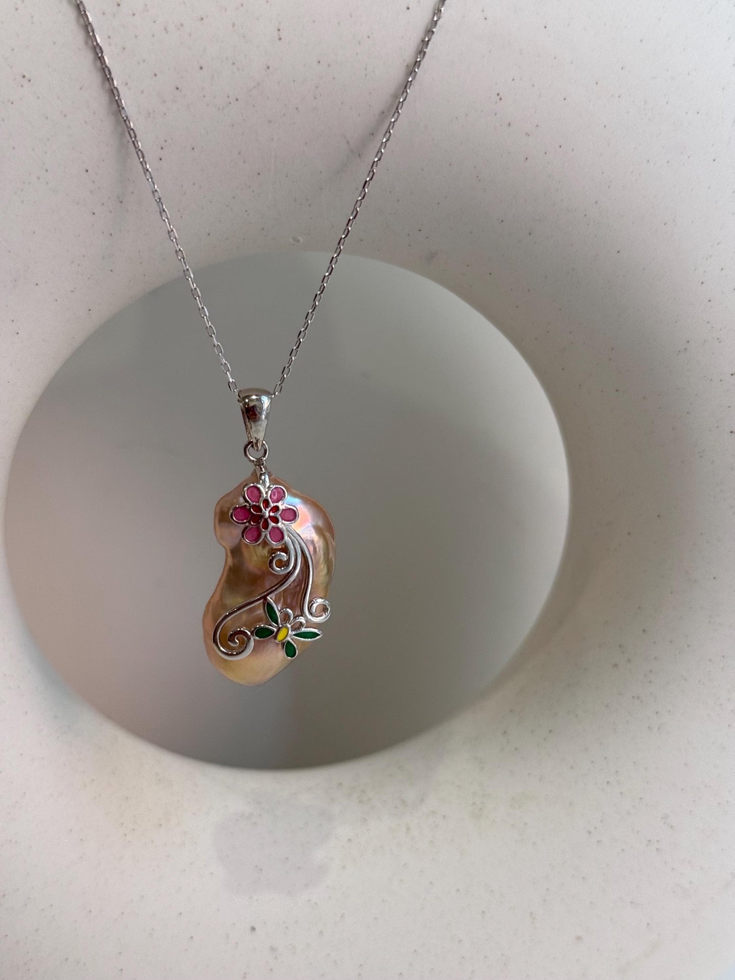 affordable freshwater rose baroque pearl s925 silver floral pendant for her