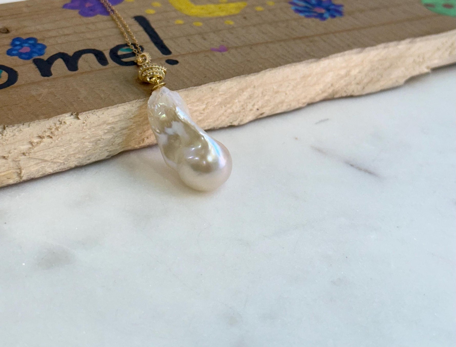 affordable white iridescent big baroque pearl s925 silver pendant necklace set for her