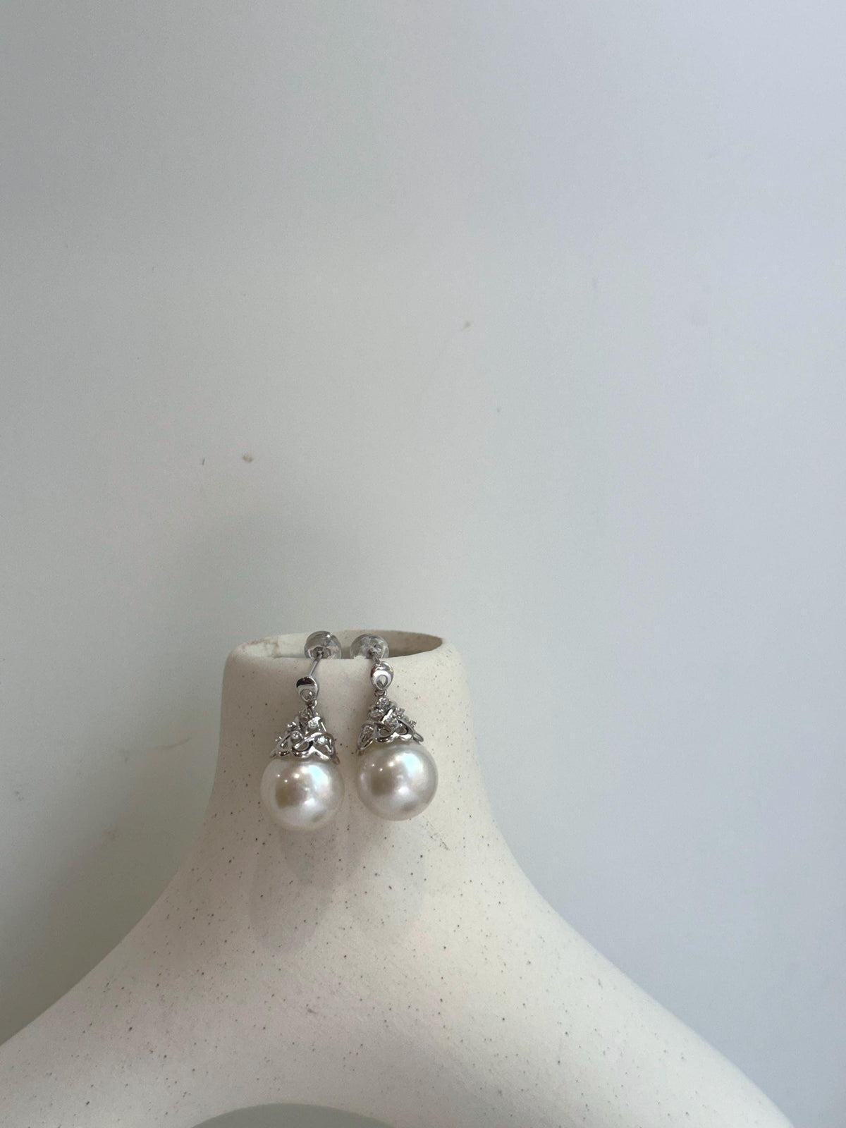 white Edison pearls s925 silver dangling earrings for her holiday gift