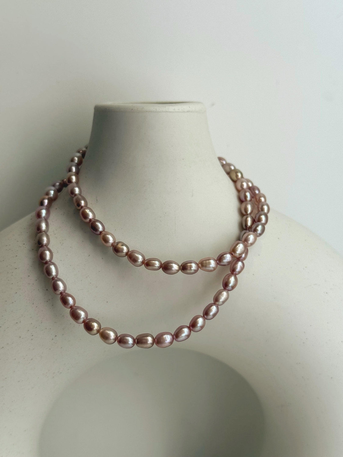 metallic pink rose pearls s925 silver necklace strand for her