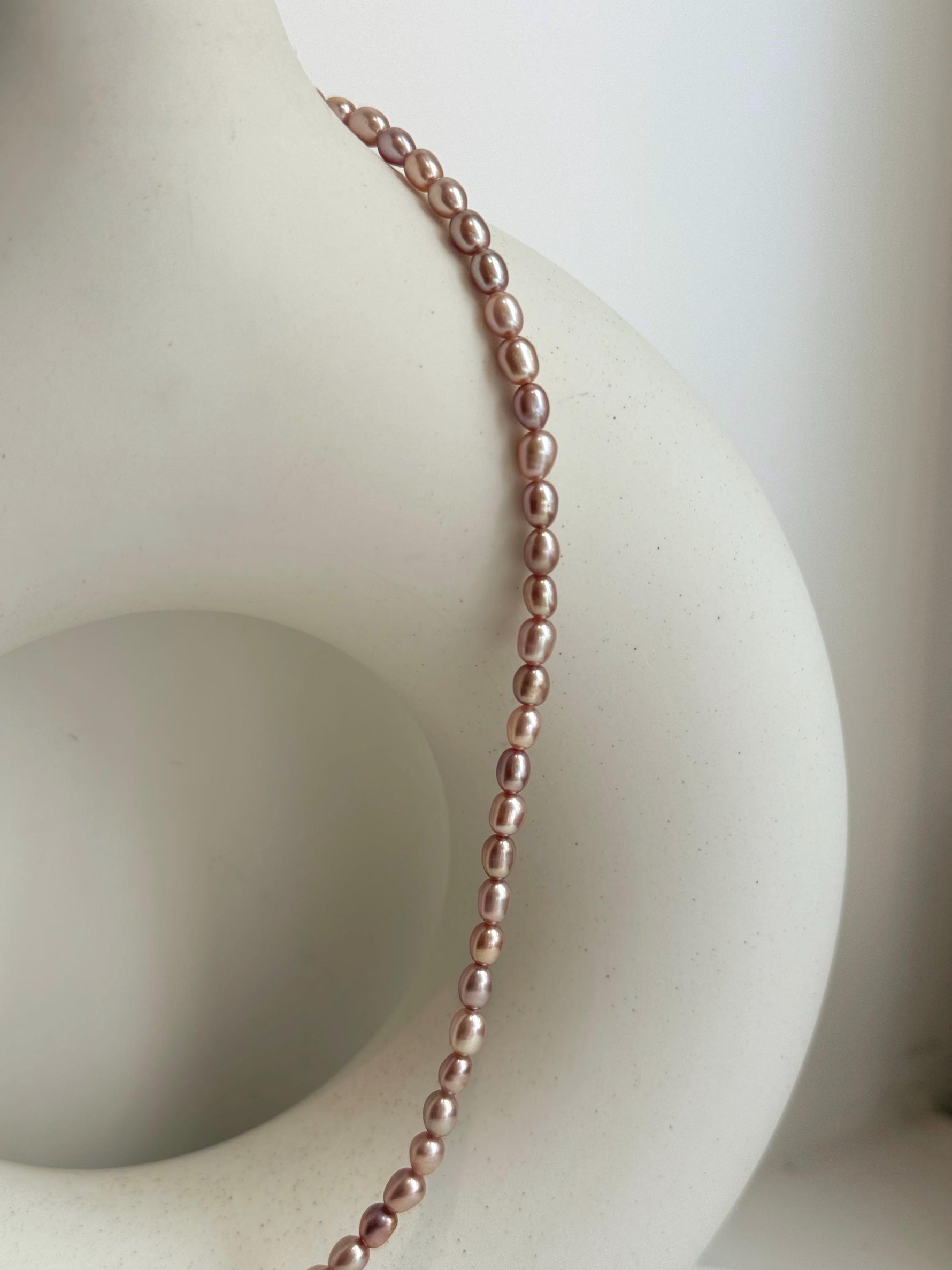 metallic pink rose pearls s925 silver necklace strand for her office wear