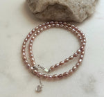 cheap metallic pink rose pearls s925 silver necklace strand for her