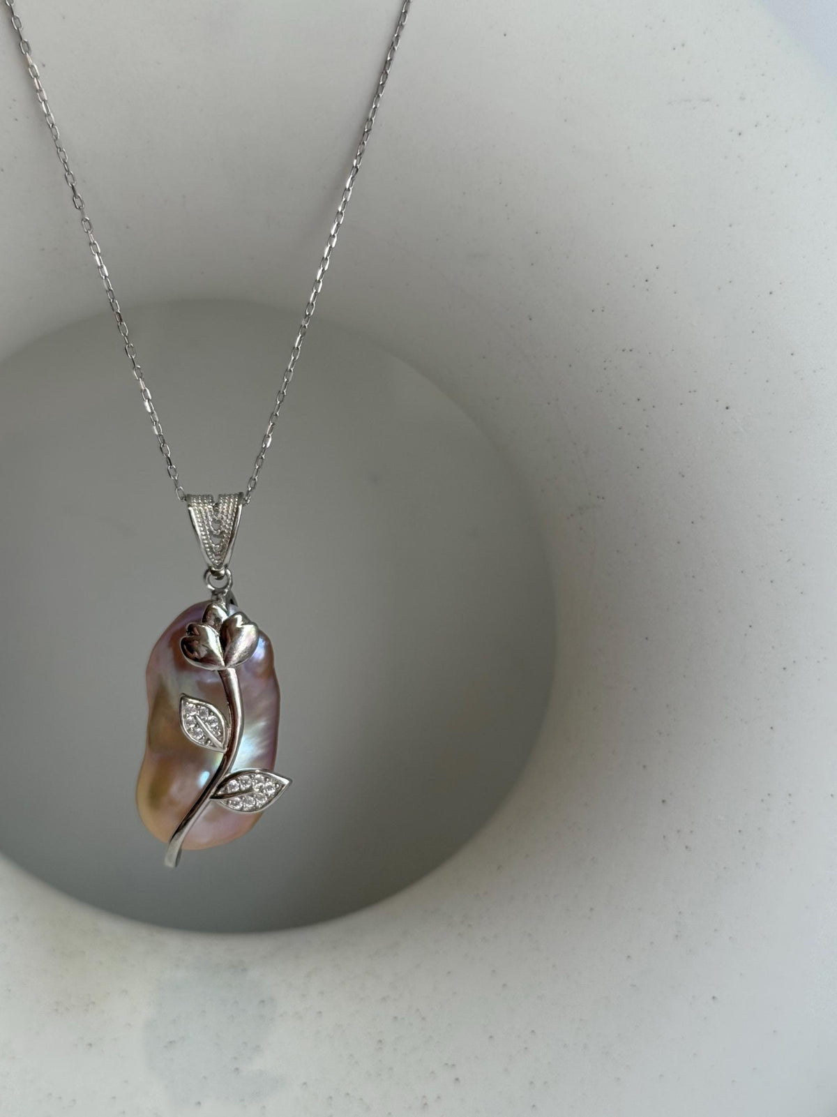 freshwater rose lavender baroque pearl s925 floral pendant for her birthday