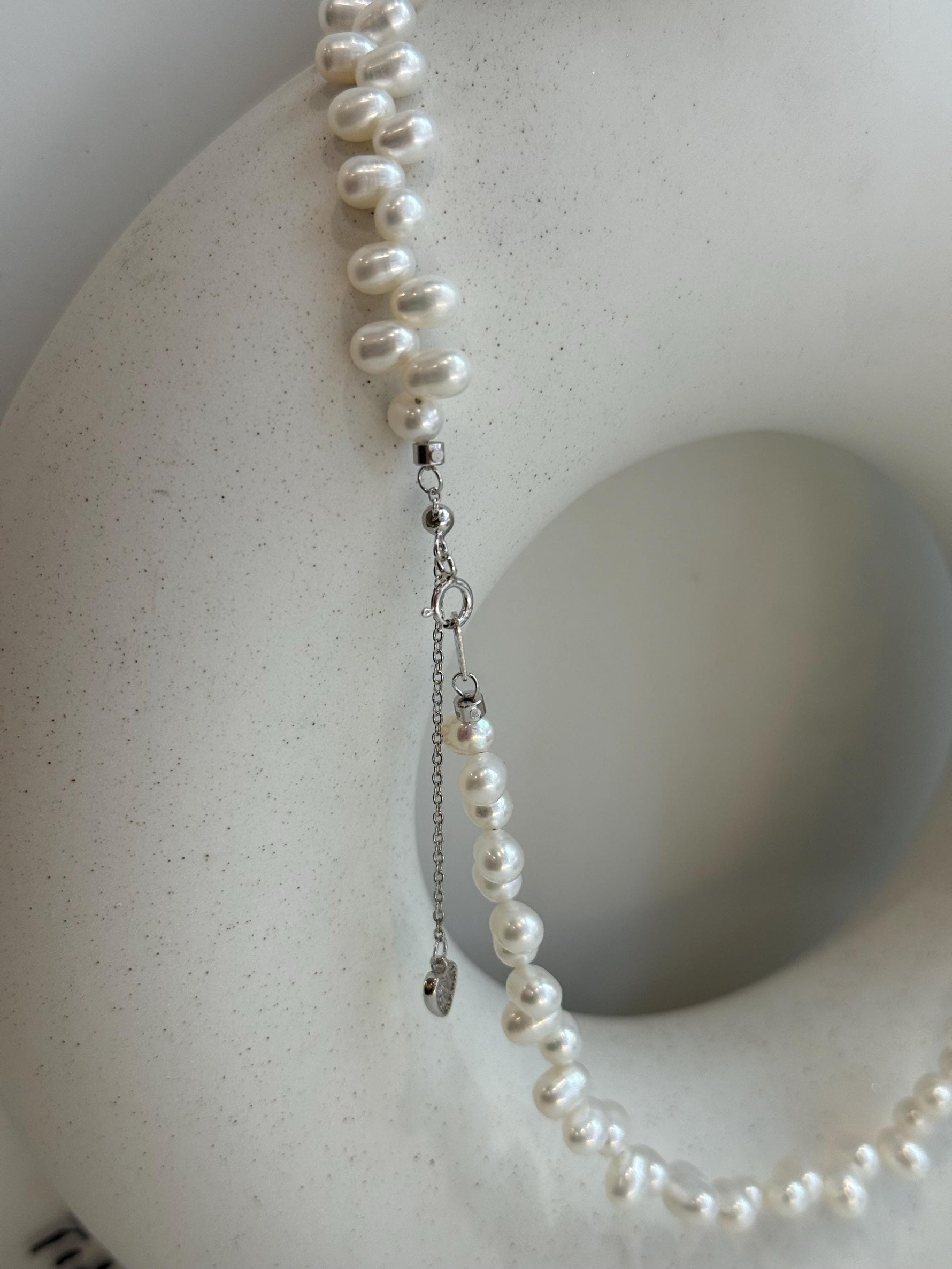 freshwater white petal Keshi pearl s925 silver necklace strand for her anniversary