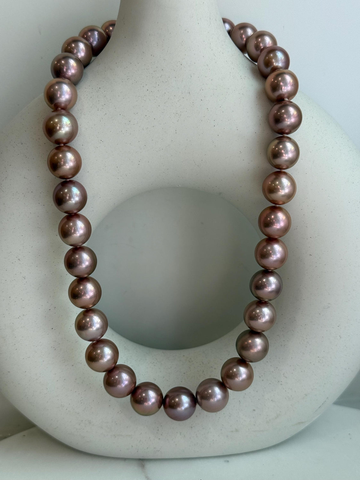 affordable huge rose gold round Edison pearls s925 silver necklace strand