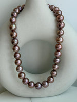 affordable huge rose gold round Edison pearls s925 silver necklace strand