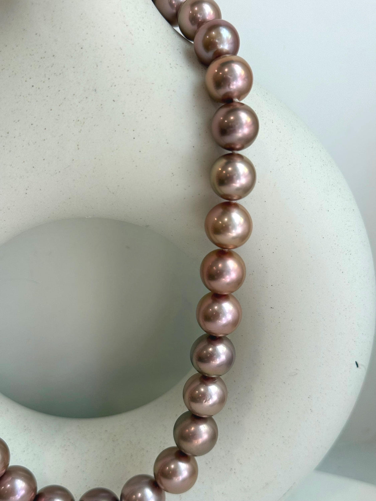 huge rose gold round Edison pearls s925 silver necklace strand for her birthday