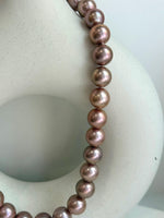 huge rose gold round Edison pearls s925 silver necklace strand for her birthday